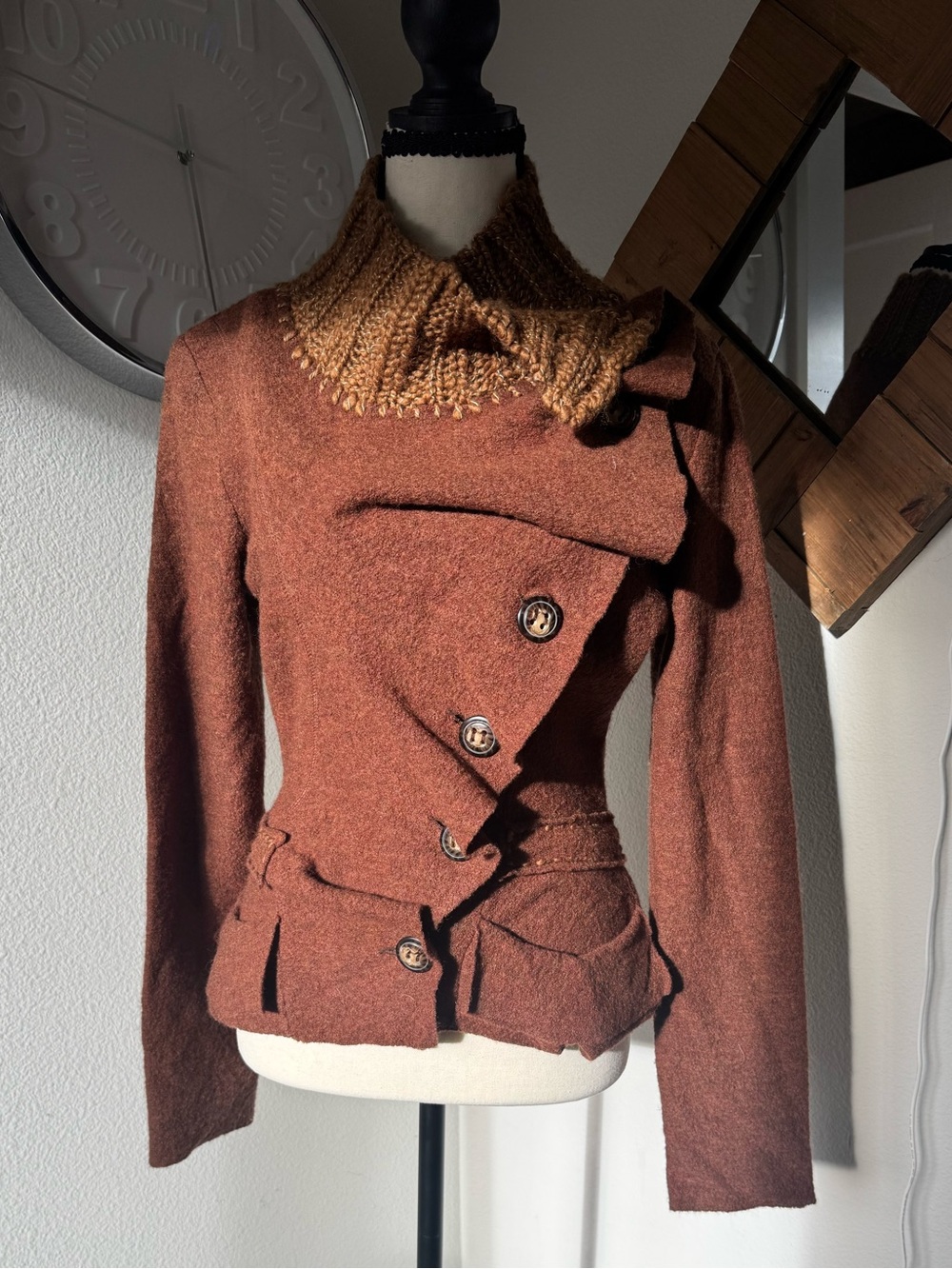 Anthropology By Gro Abrahamsson Asymmetrical Boiled Wool Jacket Size 36 (US 4/S)